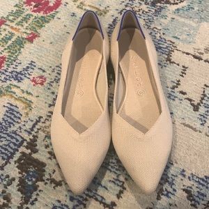 Rothy’s The Point Flat ecru with tortoiseshell soles size 10.5
